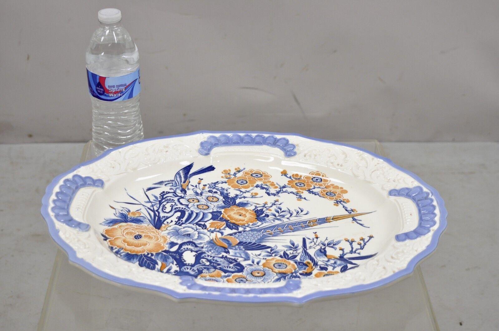 Chikusa Yokkaichi Japan Blue White Ceramic Chinese Bird Platter Dish Plate 4