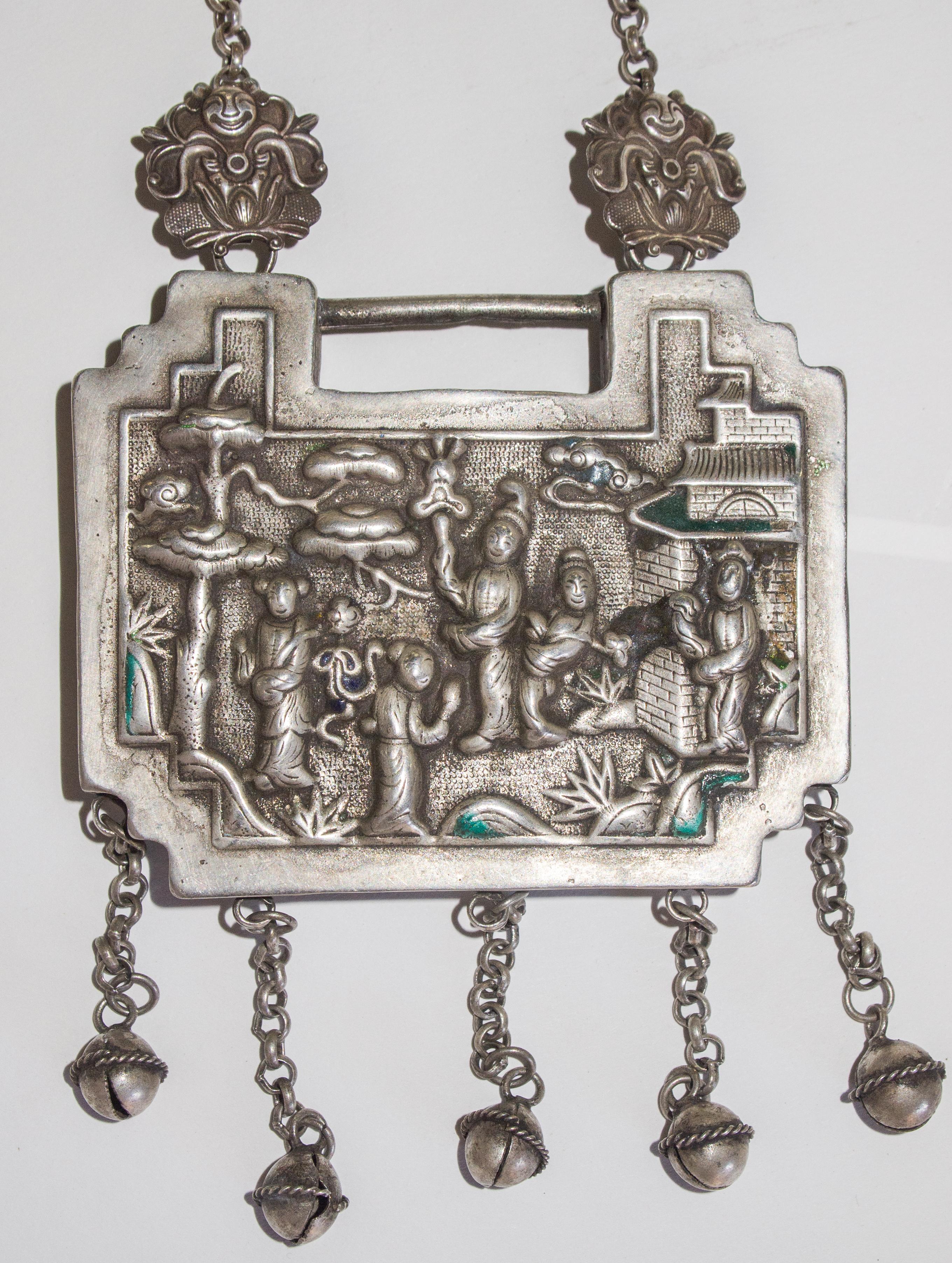 Child Amulet Lock, Silver Alloy, Yao or Hmong of SW China, Early 20th Century 4