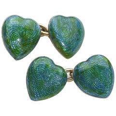 Child and Child Arts & Crafts Enamel Heart Shape Cufflinks