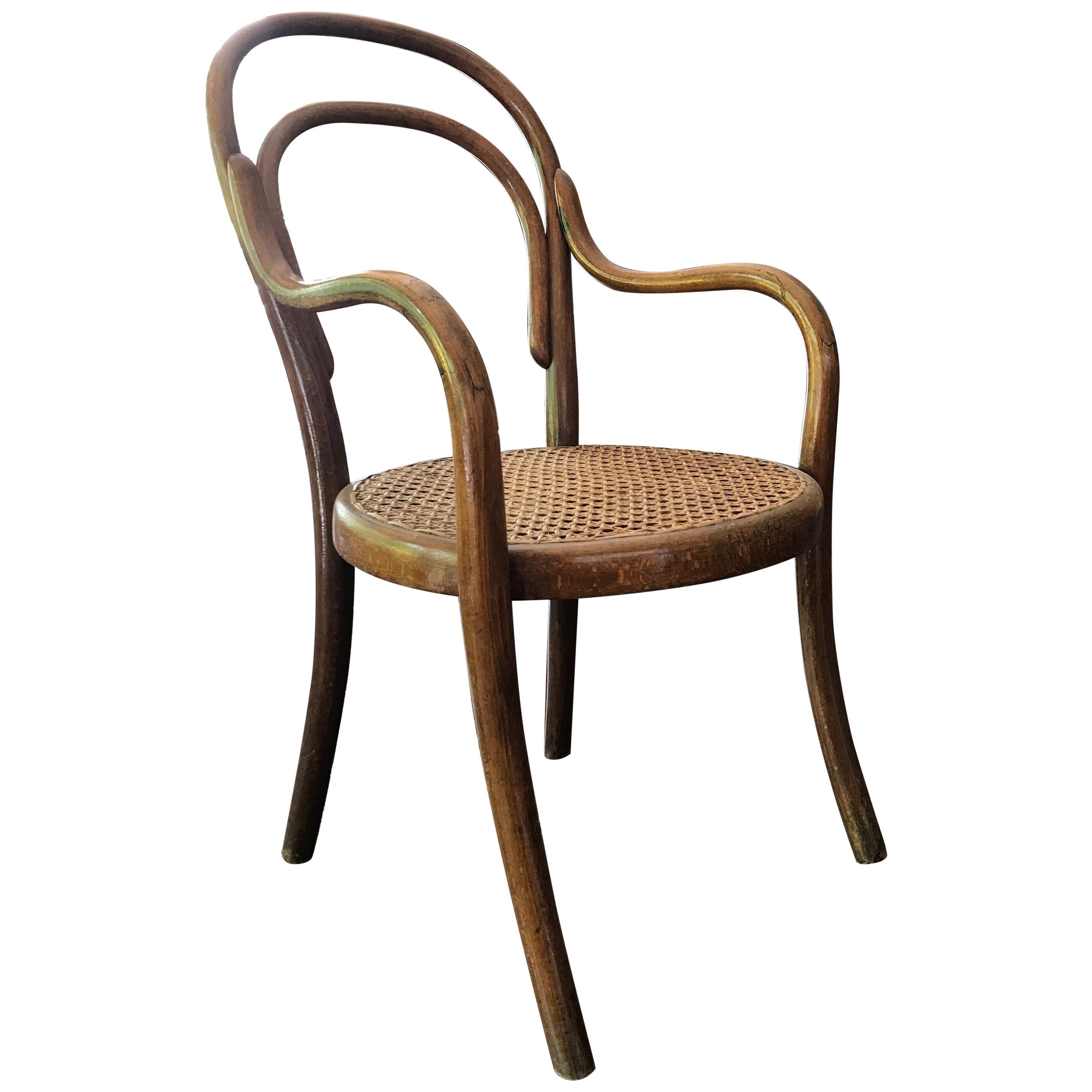 Child Armchair in Beech Signed by Thonet For Sale