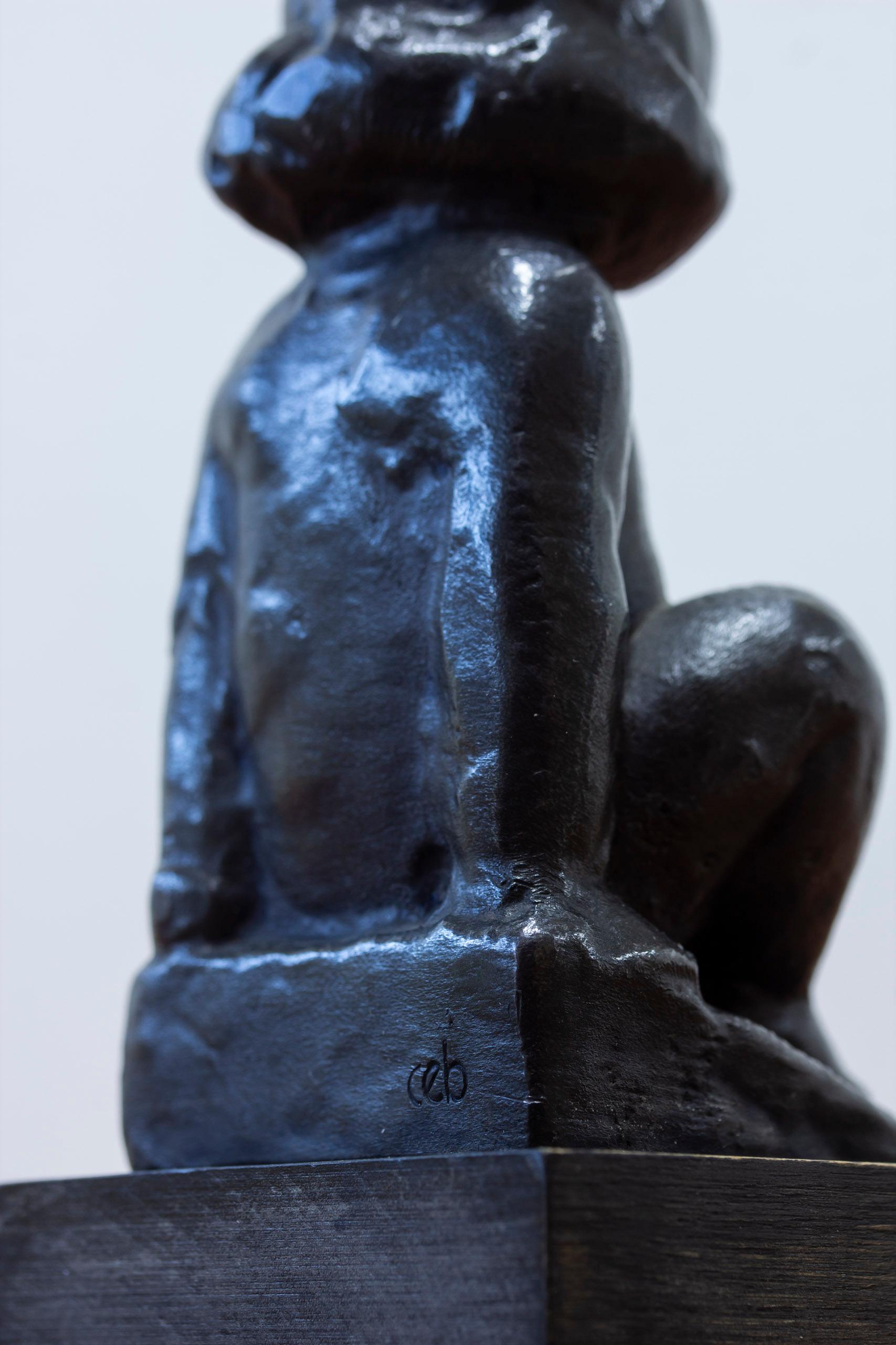 Child bronze Sculpture by Carl Einar Borgström, Ystad Metall, sweden, 1930-40s In Good Condition In Hägersten, SE