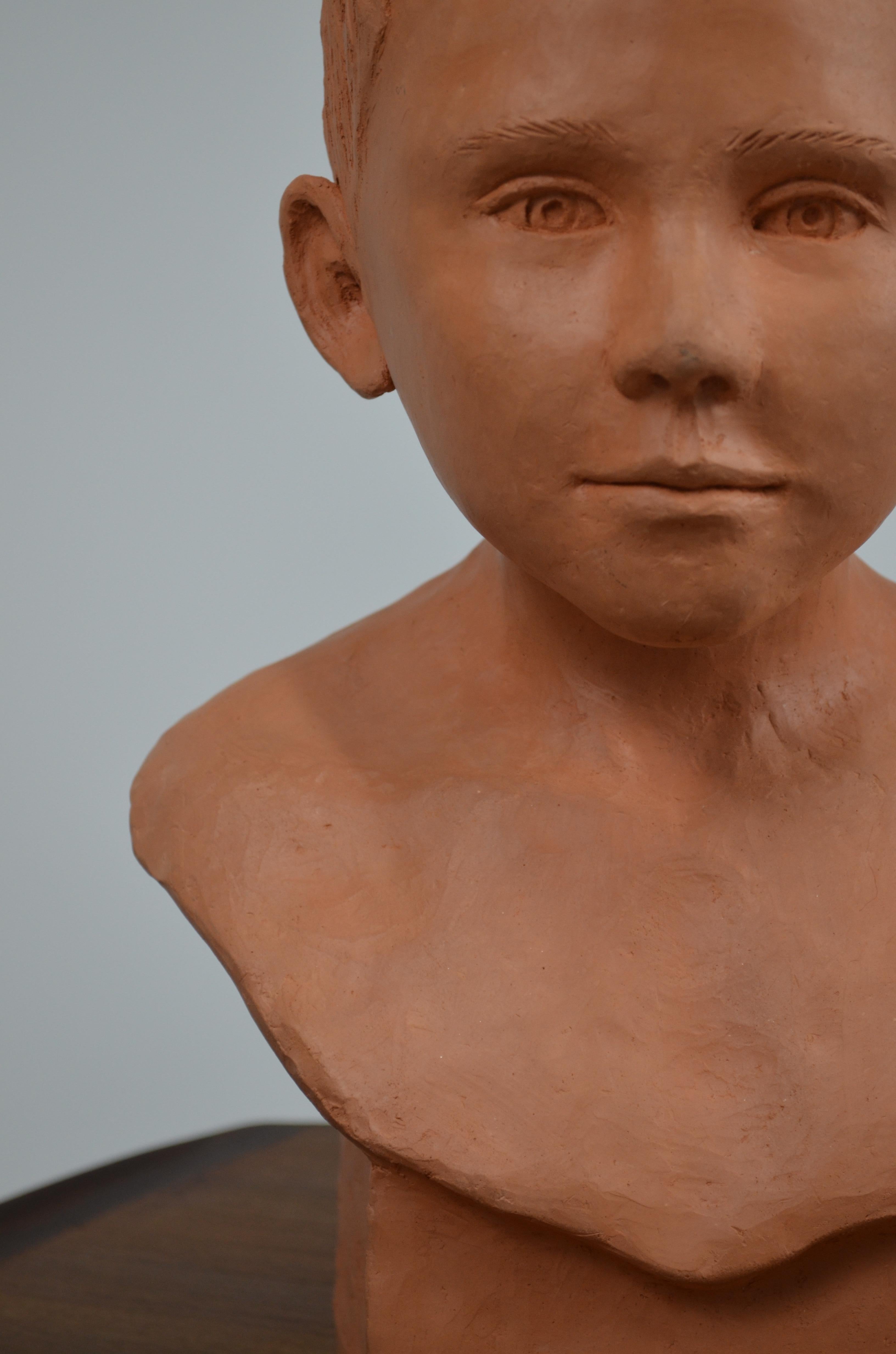 child bust in terracotta For Sale 1