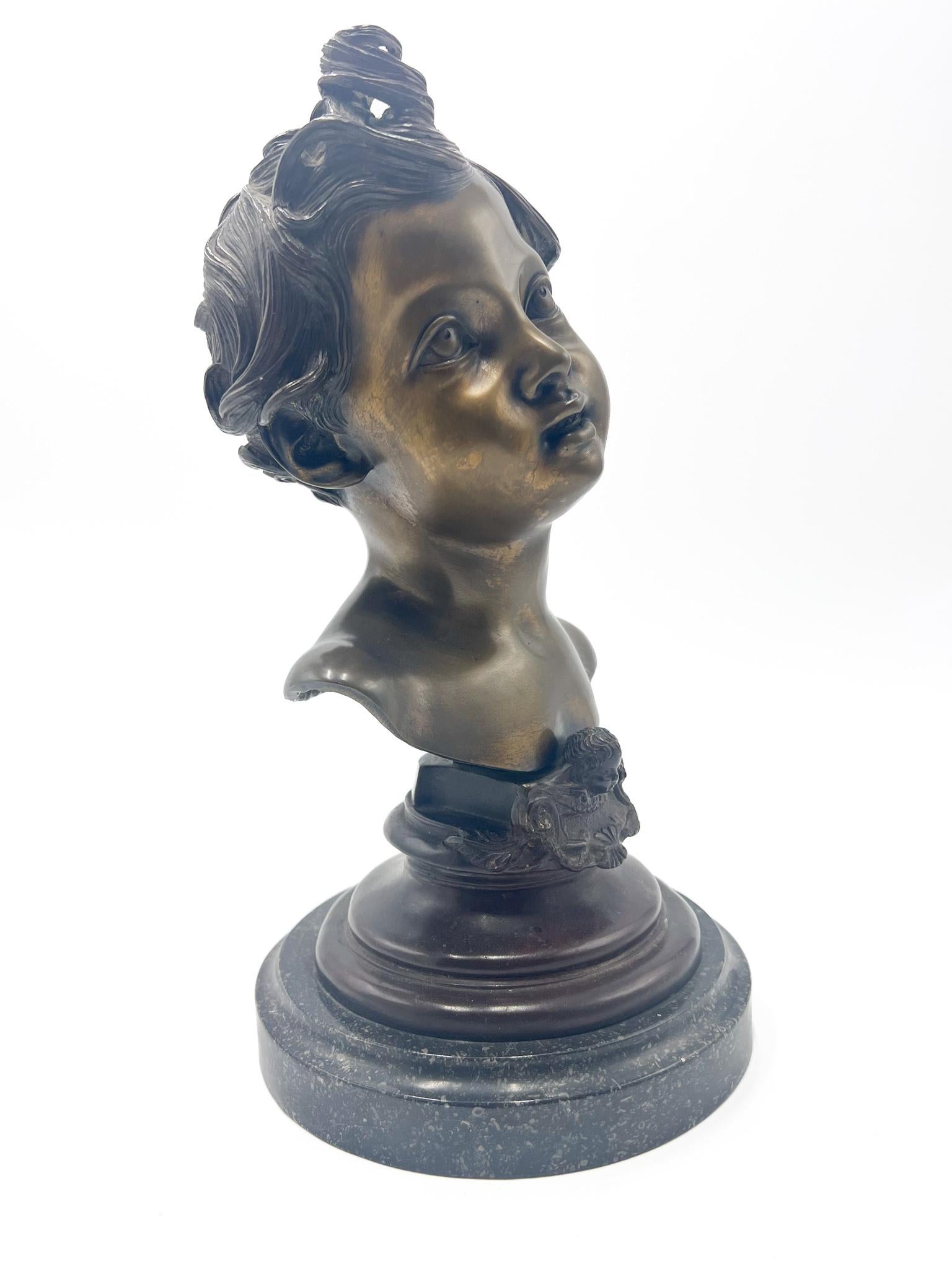 Buste d'enfant en bronze fabriqué par Gemito, années 50 4