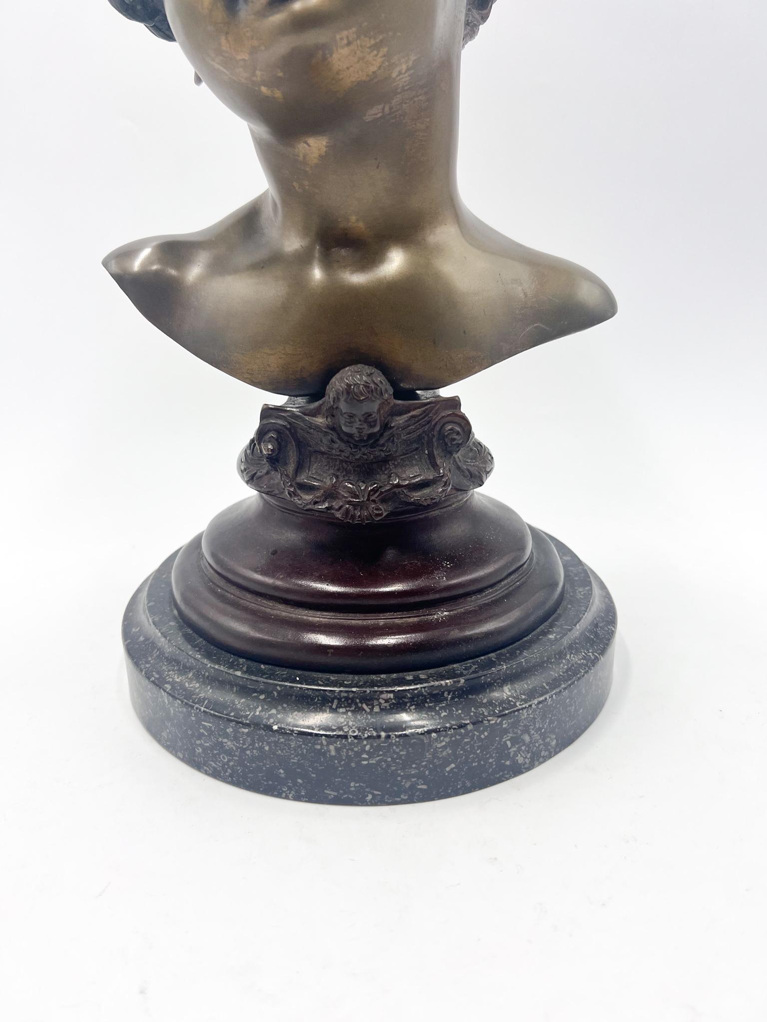 Neoclassical Child Bust Sculpture in Bronze Made by Gemito Years 50