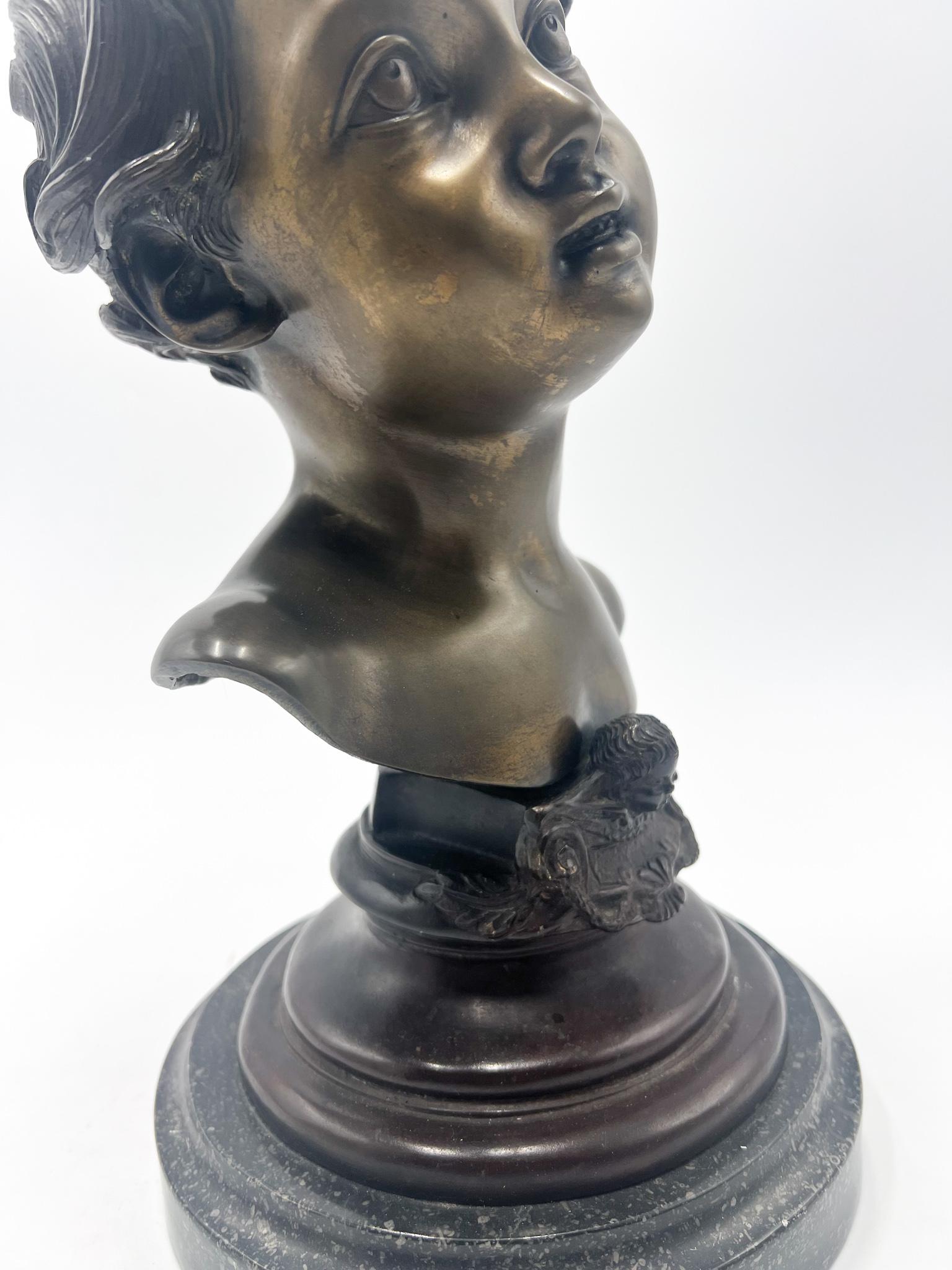 Mid-20th Century Child Bust Sculpture in Bronze Made by Gemito Years 50