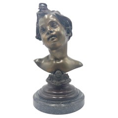 Child Bust Sculpture in Bronze Made by Gemito Years 50