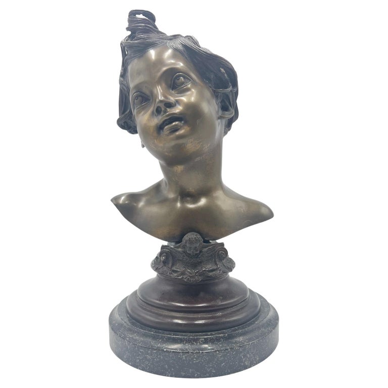 Child Bust Sculpture in Bronze Made by Gemito Years 50 For Sale at 1stDibs