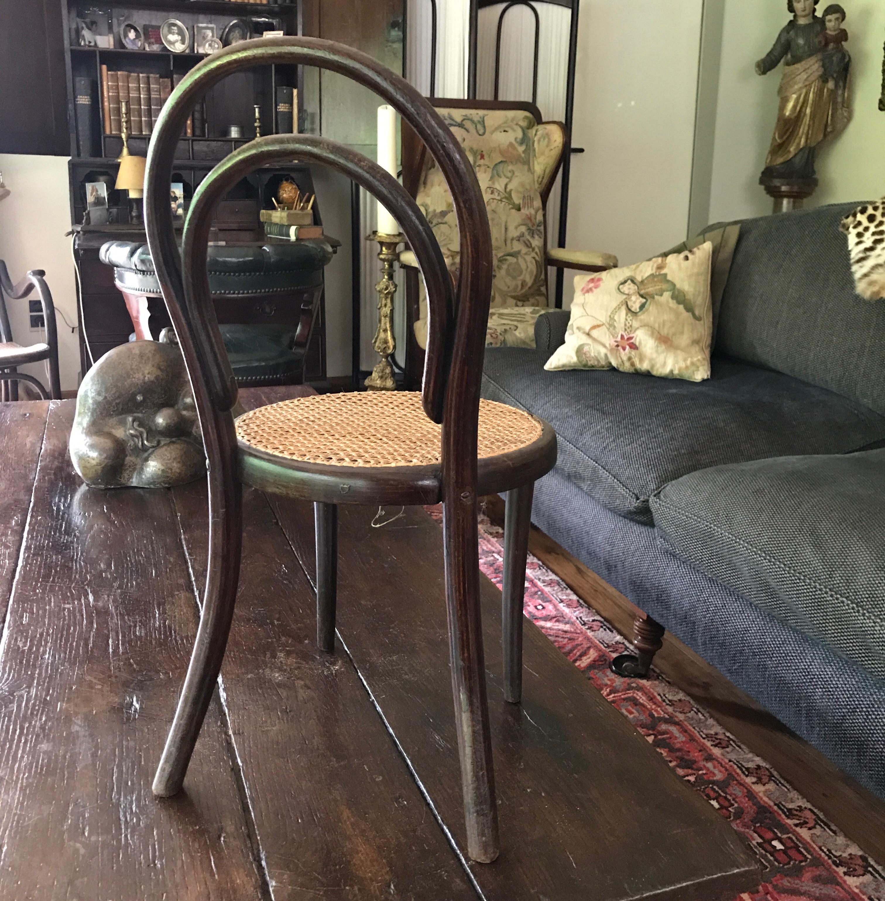 Hand-Crafted Child Chair by Thonet Stamped and Labeled, 1890 For Sale