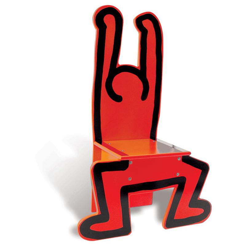 Wood Child Chair Featuring a Design by Keith Haring