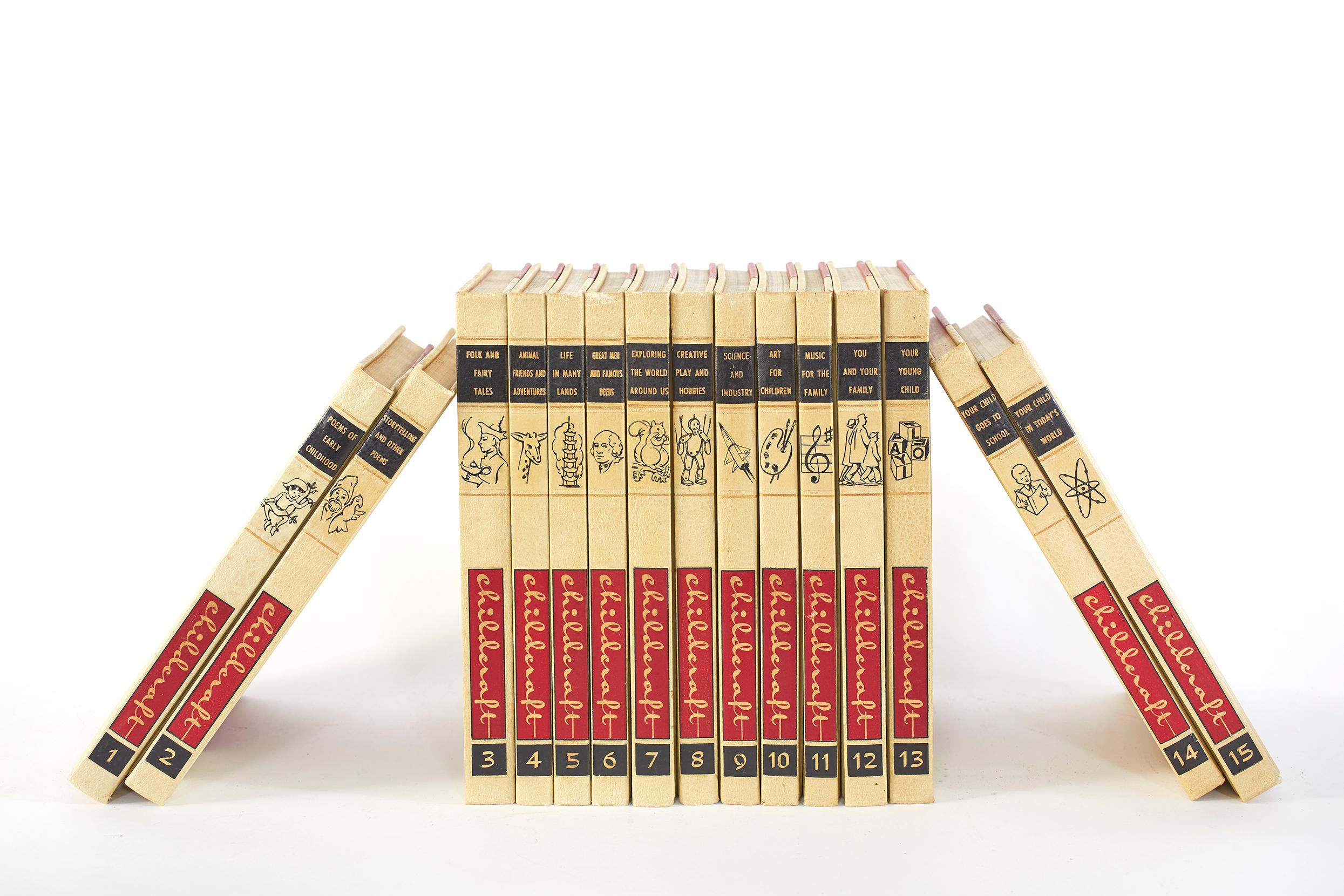 Mid-20th Century Child Craft Gilt Leather Bound Collection Book Set
