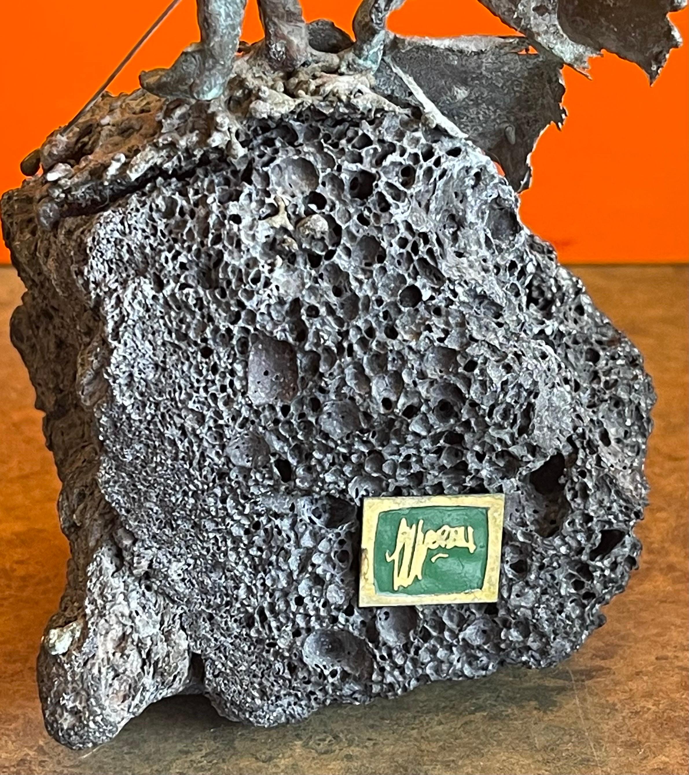 Child Flying Kite Bronze on Volcanic Rock Sculpture by Malcolm Moran For Sale 5