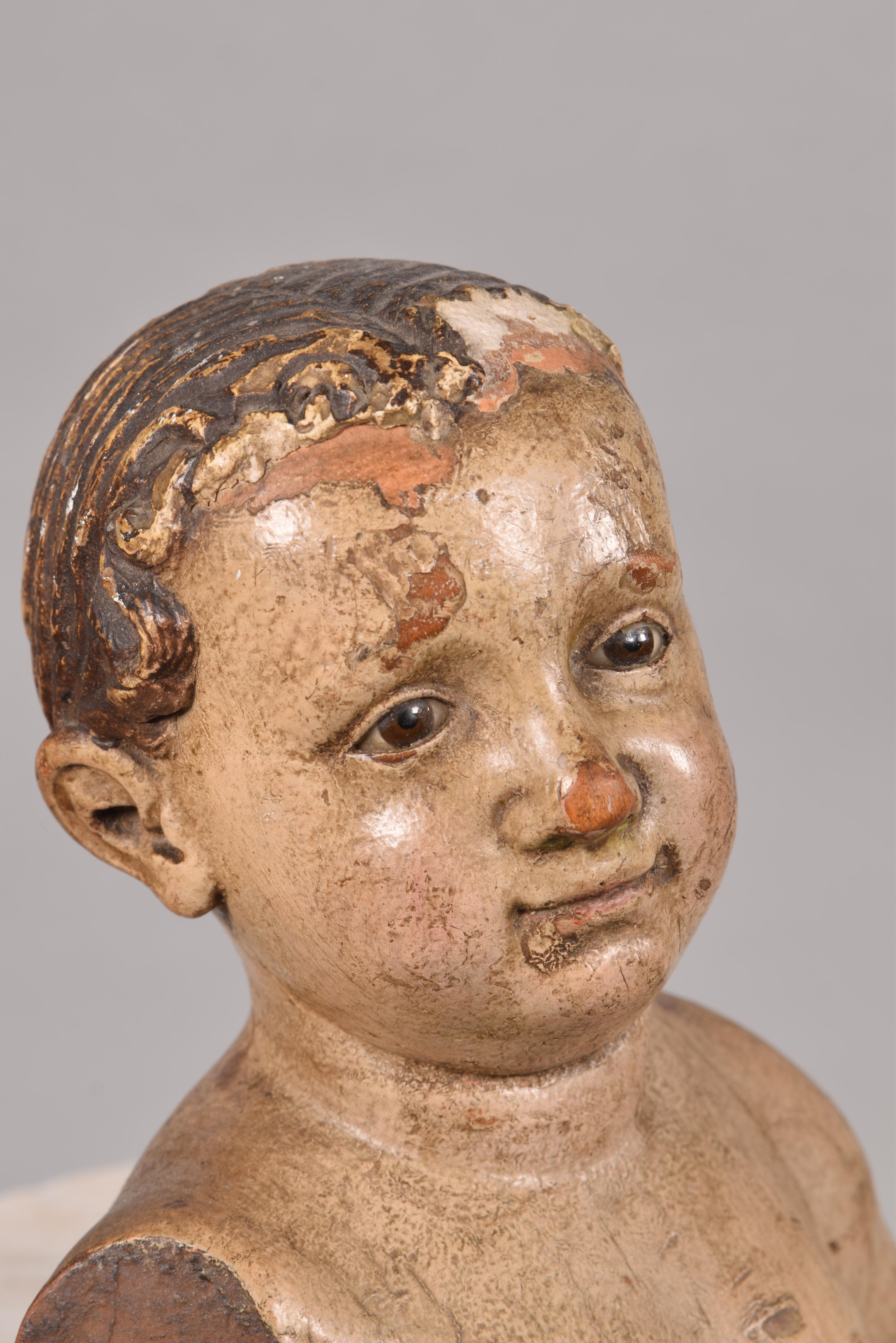 18th Century and Earlier Child Jesus, Carved and Polychrome Wood, 18th Century