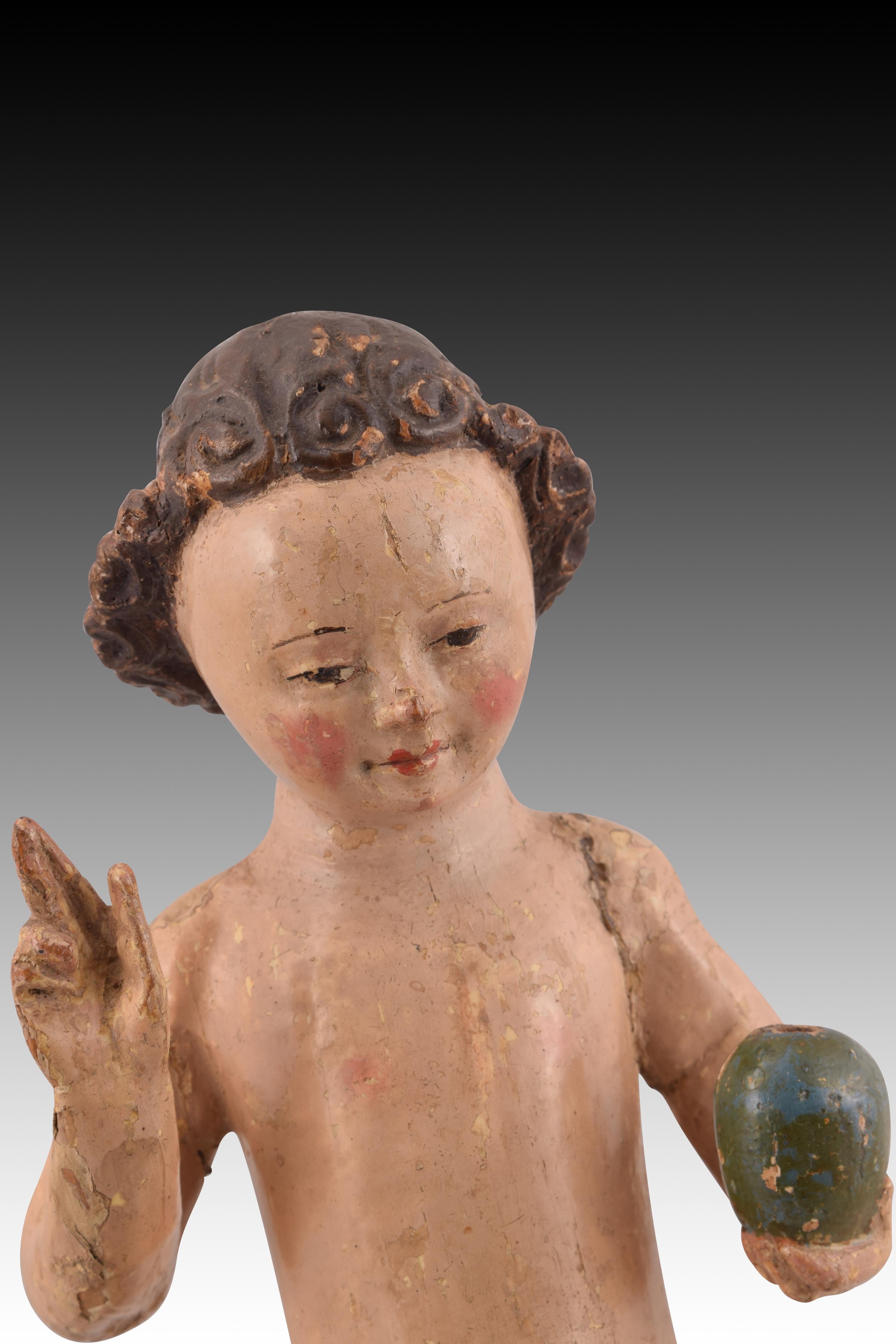 Other Child Jesus. Carved and polychrome wood. Flemish school, 16th century For Sale