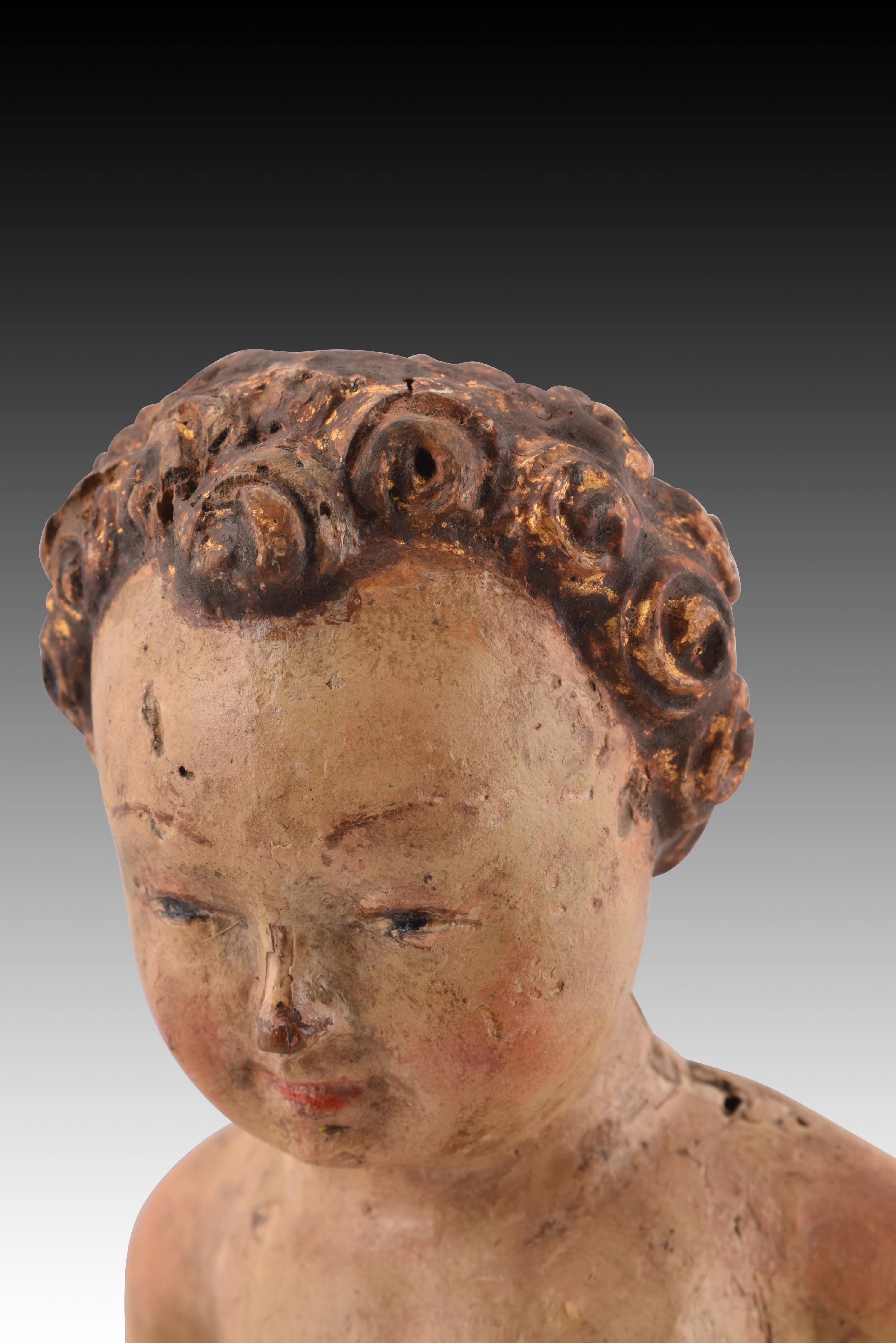 Other Child Jesus. Carved and polychrome wood. Flemish school, ca first half 16th c. For Sale