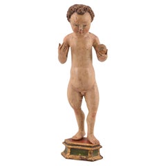 Antique Child Jesus. Carved and polychrome wood. Flemish school, ca first half 16th c.
