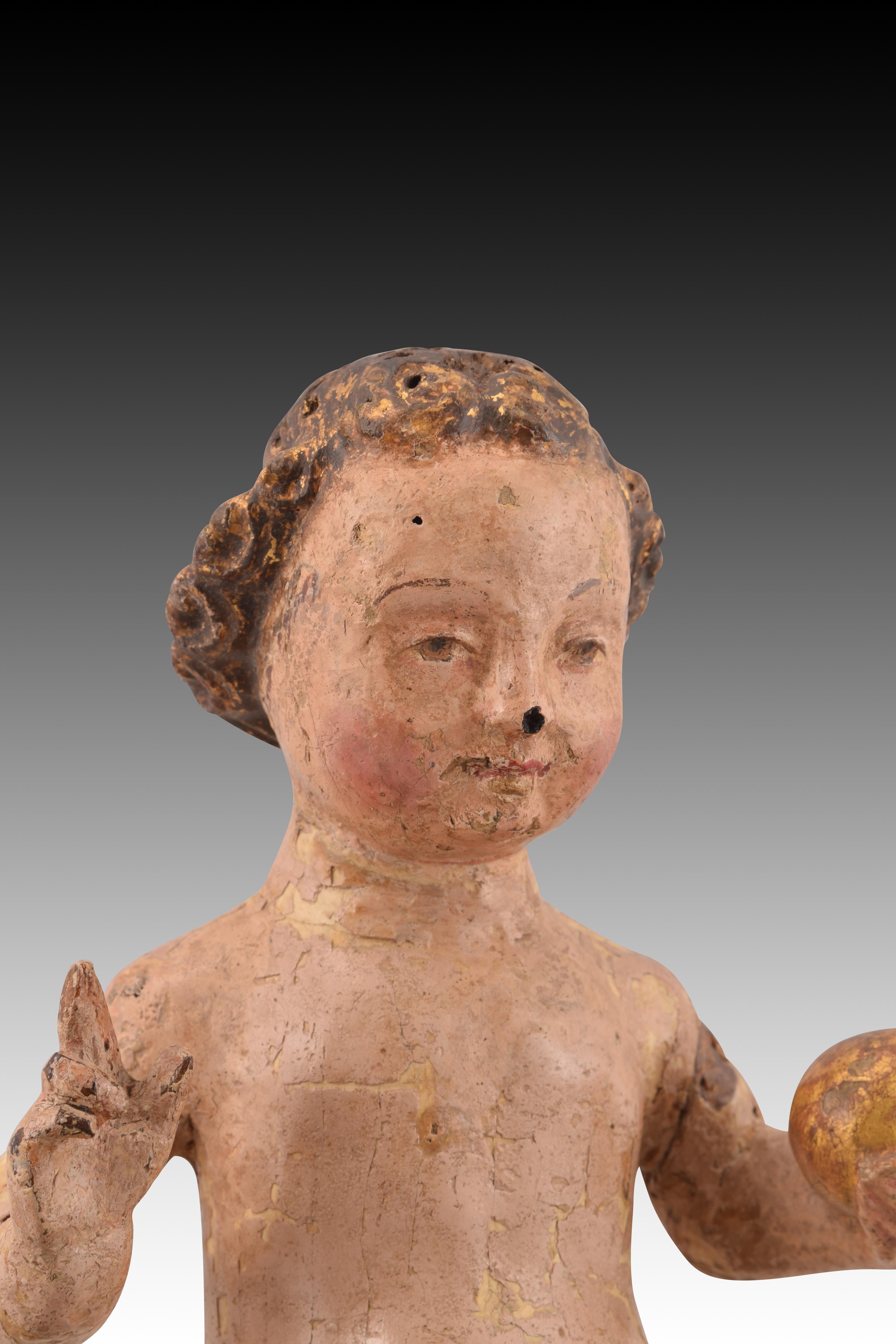 Other Child Jesus Savior of the World. Wood. Flemish school, 16th century. For Sale