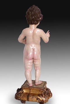 Child Jesus Triumphant on Plinth, Wood, Castille School, Spain, 17th Century