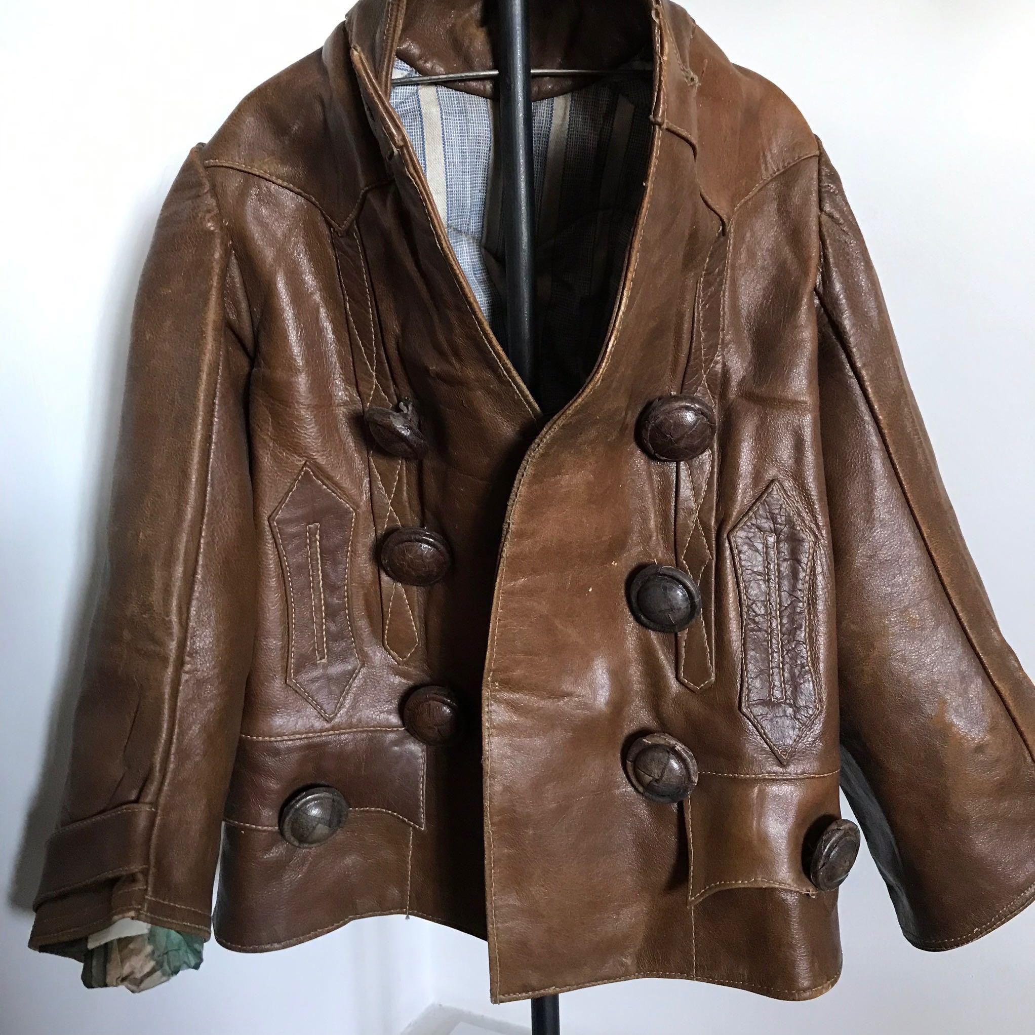 Child Leather Jacket Mounted on Metal Stand In Good Condition In Los Angeles, CA