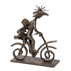 Child on Bicycle Bronze Sculpture