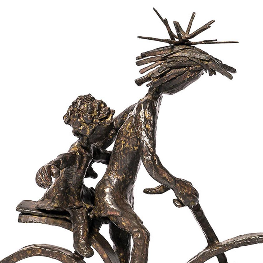Belgian Child on Bicycle Bronze Sculpture For Sale
