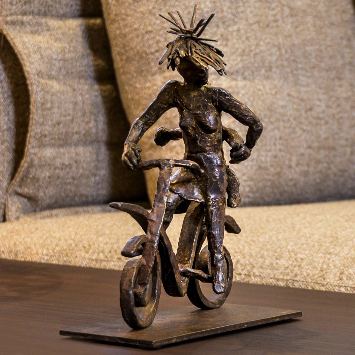 Contemporary Child on Bicycle Bronze Sculpture For Sale