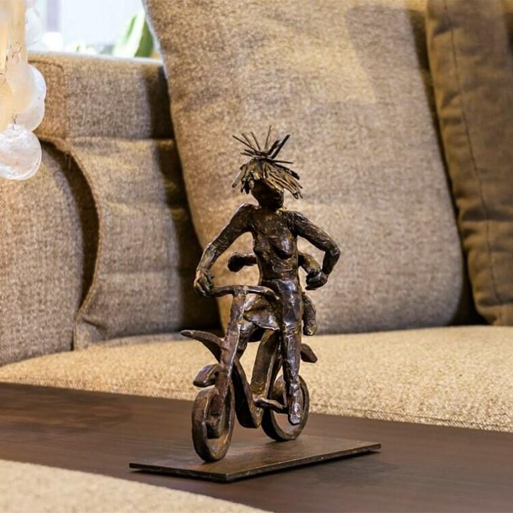 Child on Bicycle Bronze Sculpture For Sale 2