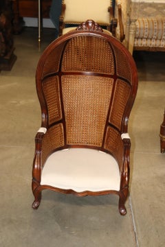 Child or Doll Size Caned Porter Canopy Chair French Louis XV