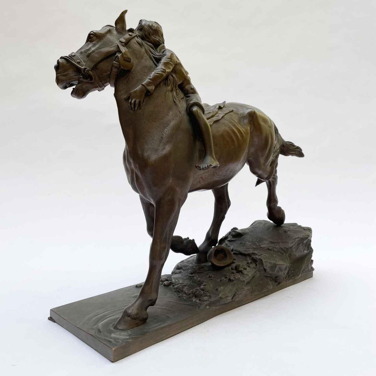 Child Riding a Horse Bronze Sculpture by Austrian Berndorf 20th Century For Sale 7