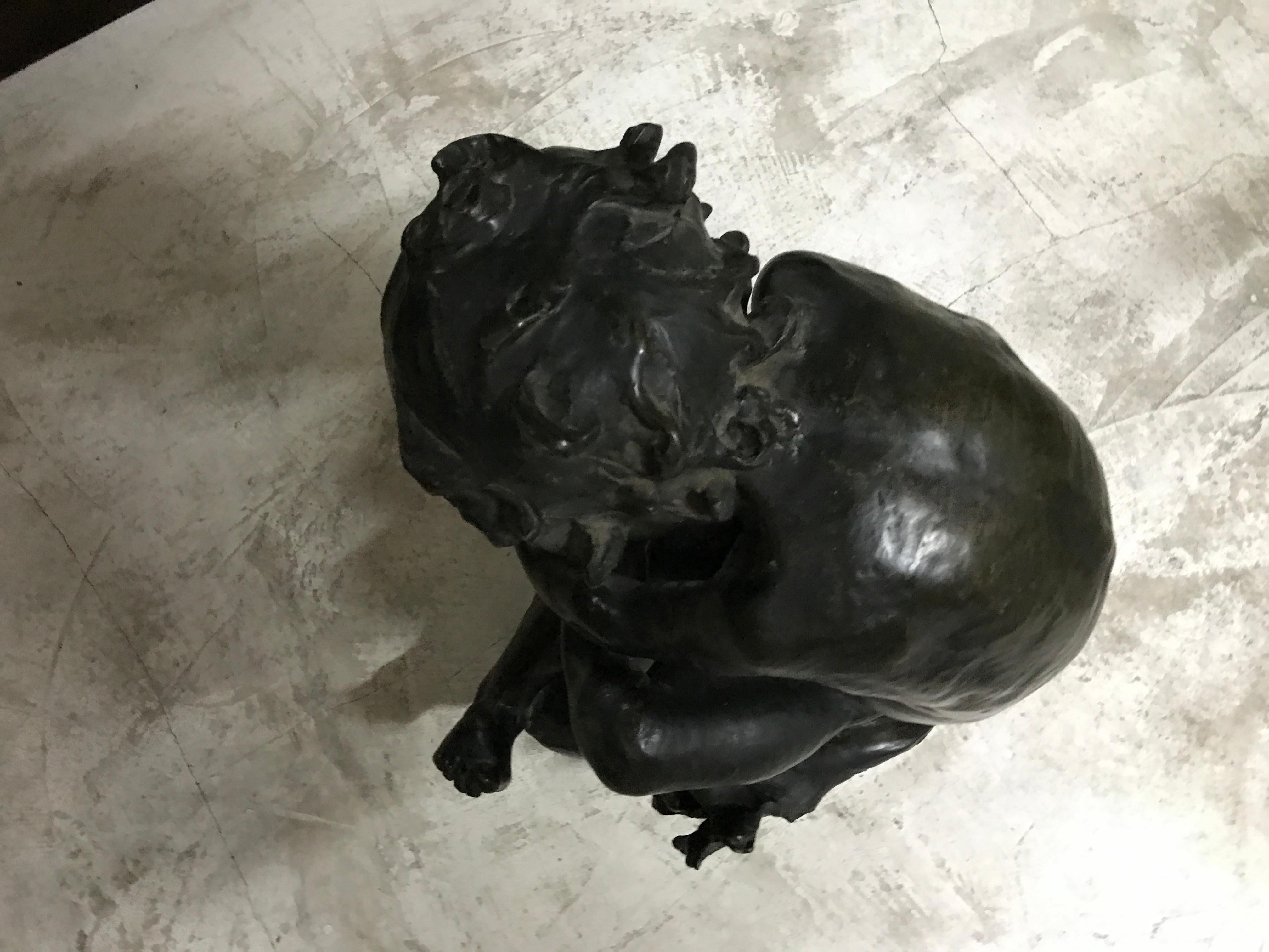 Child sculpture in Bronze and marble For Sale 1