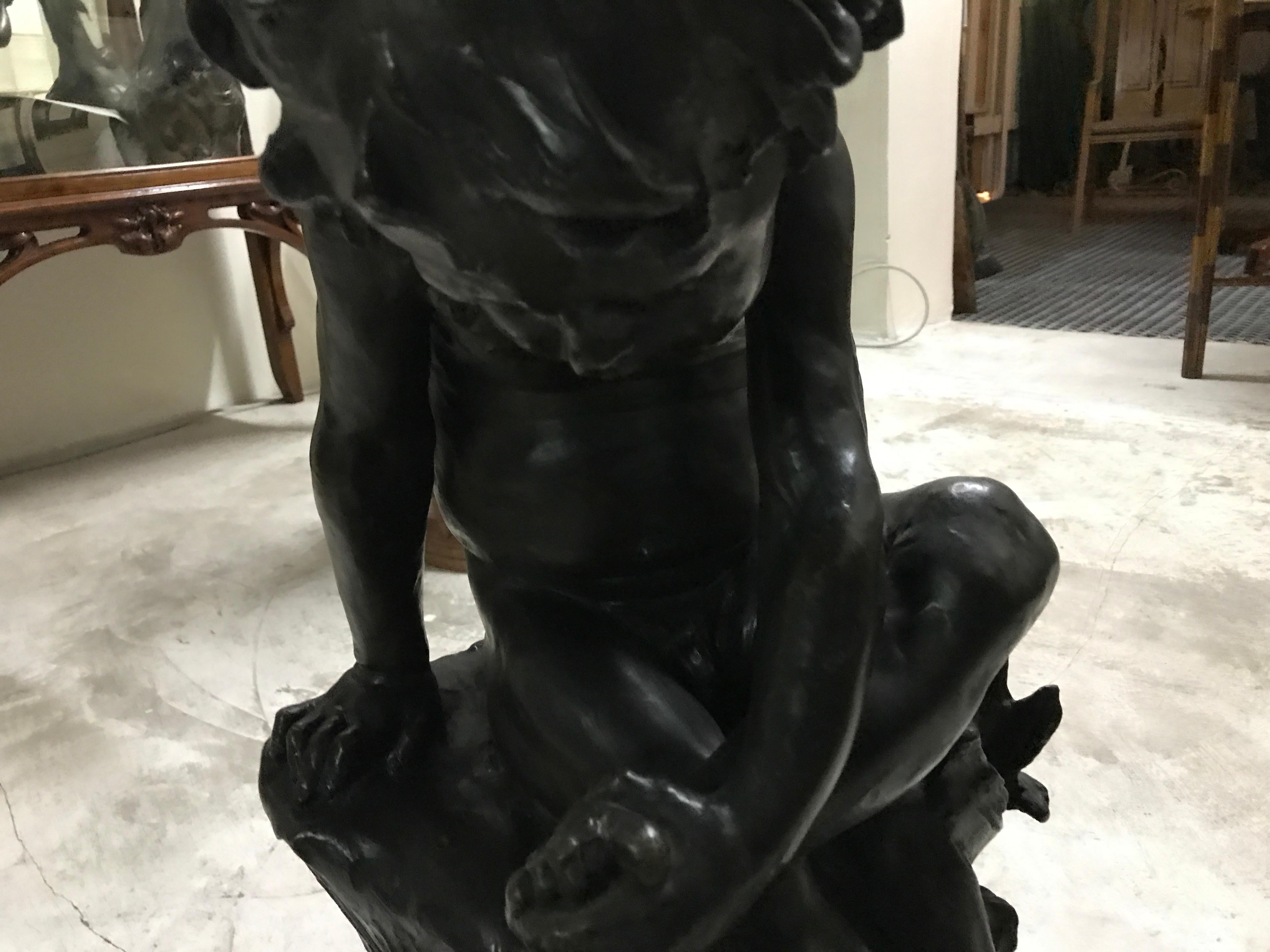 Sculpture d'enfant en bronze et marbre en vente 2