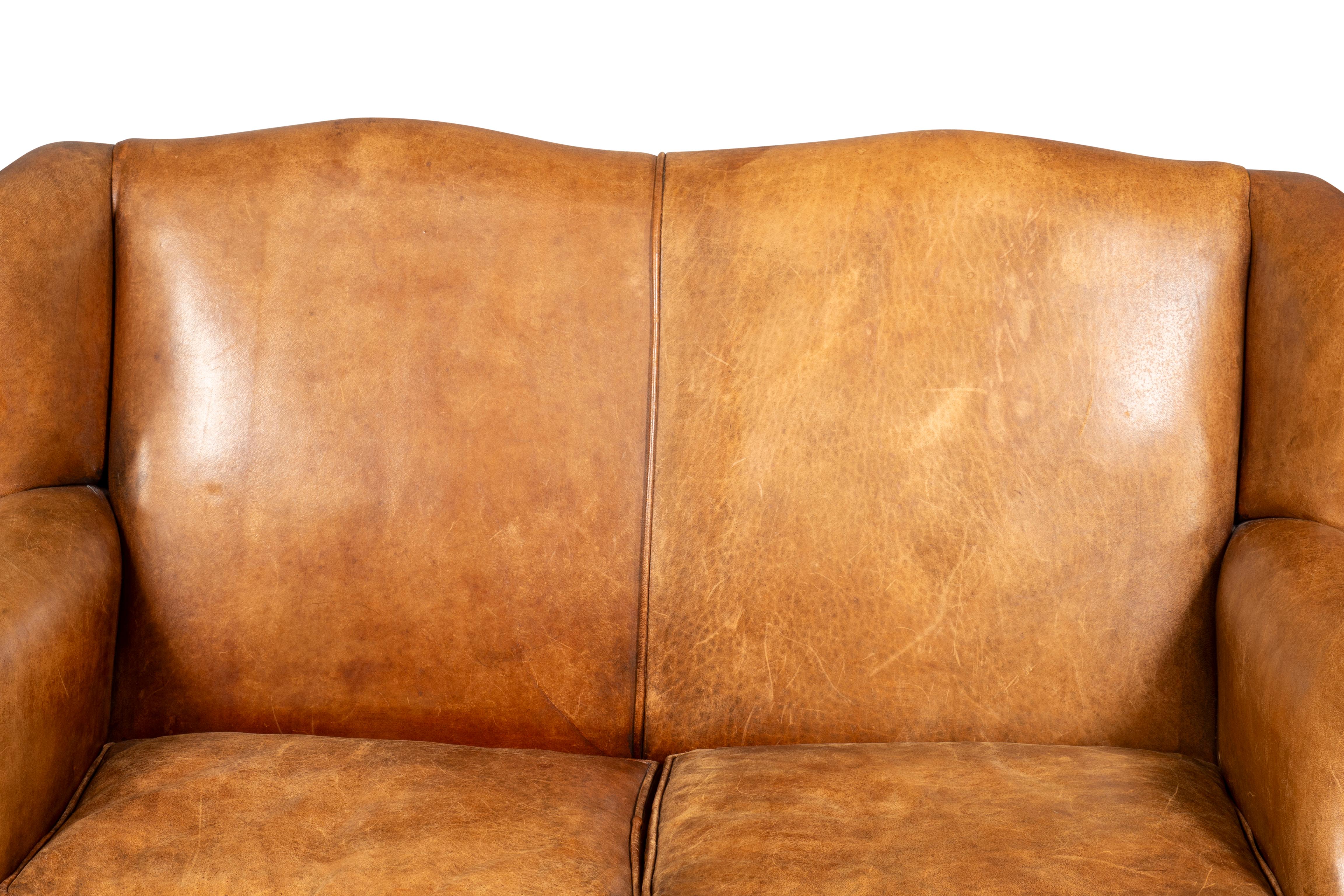 Child Size Brown Leather Sofa For Sale 3