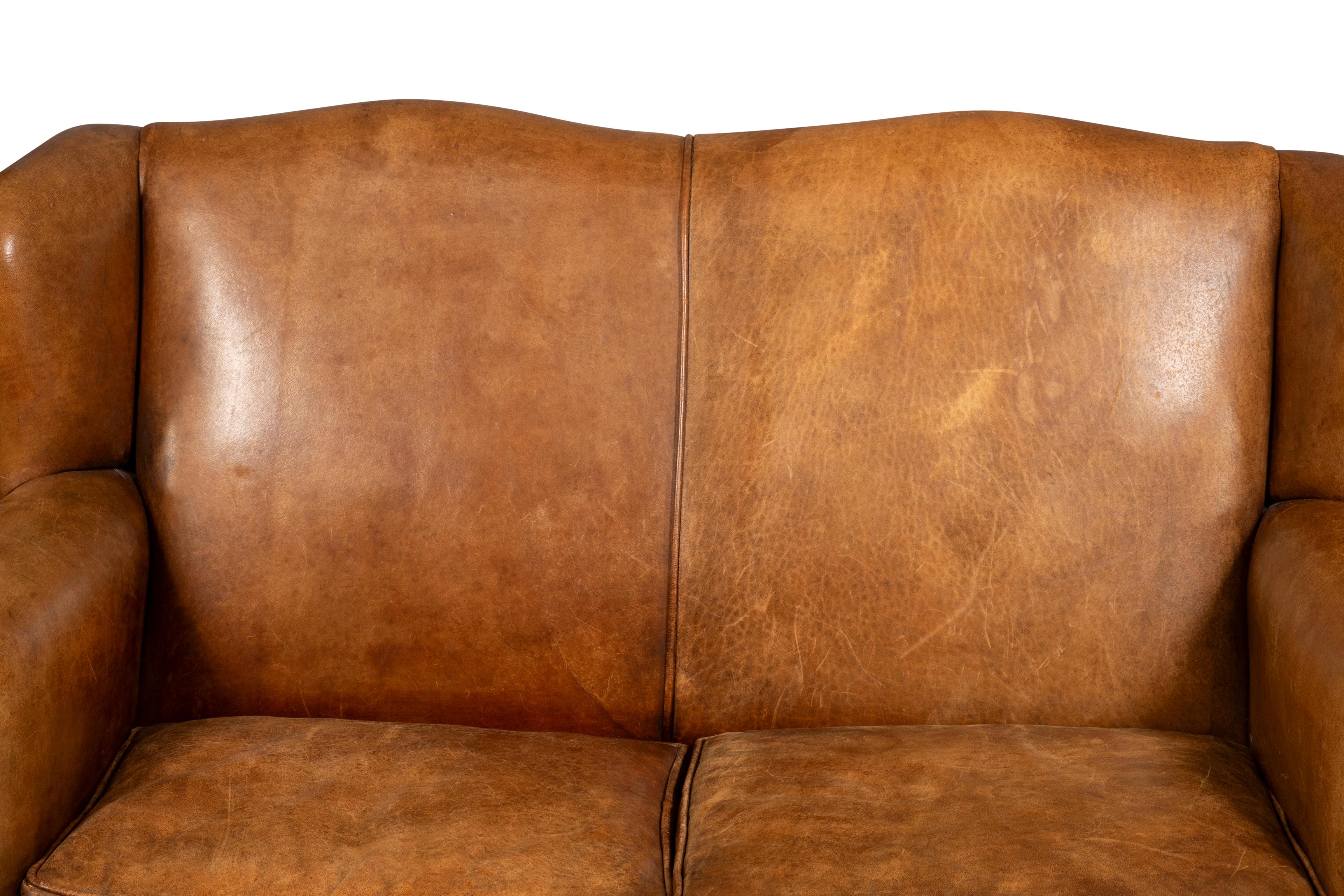 Child Size Brown Leather Sofa For Sale 4