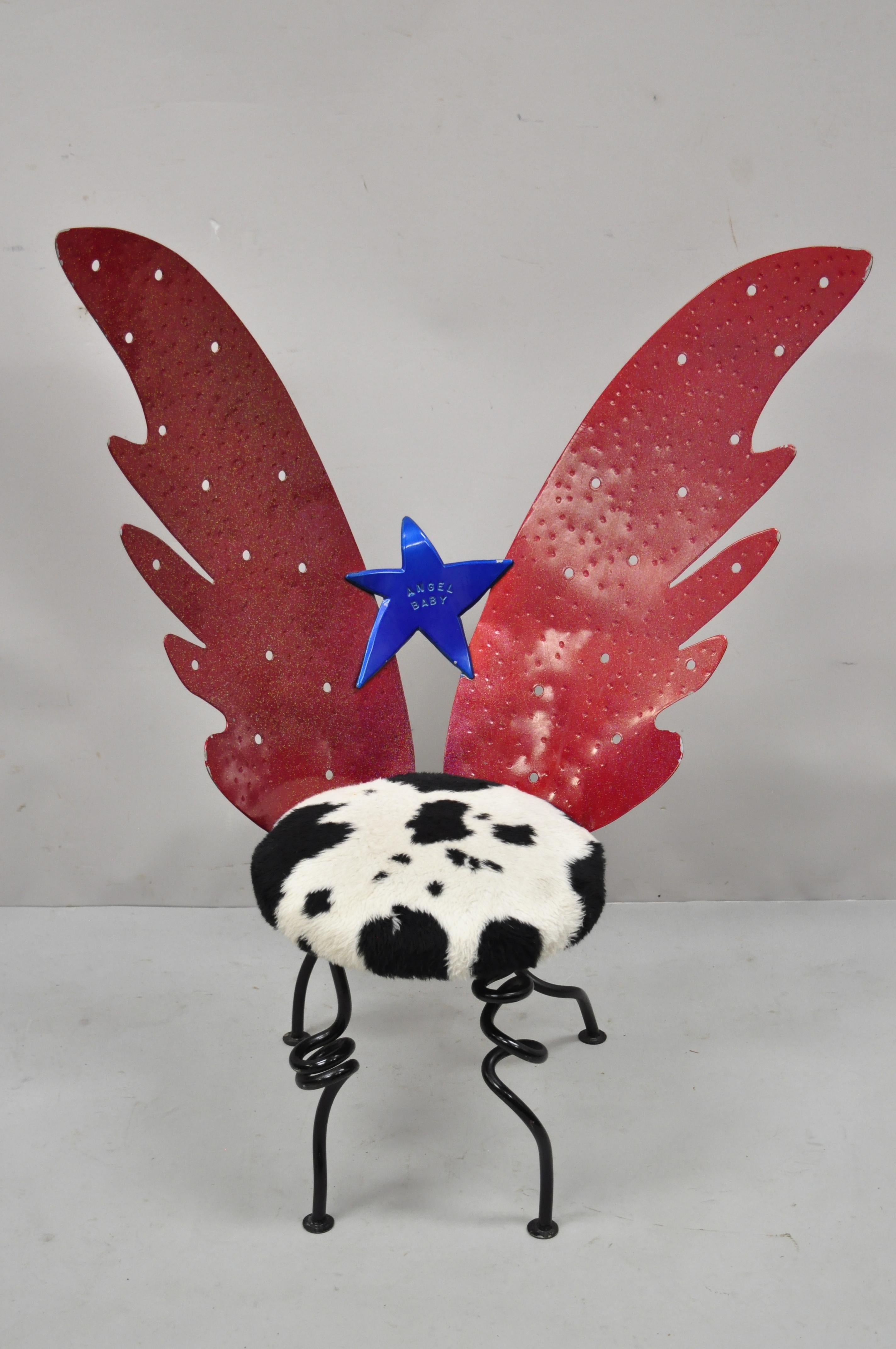 Child Size Butterfly Wings Blue & Red Wrought Iron 