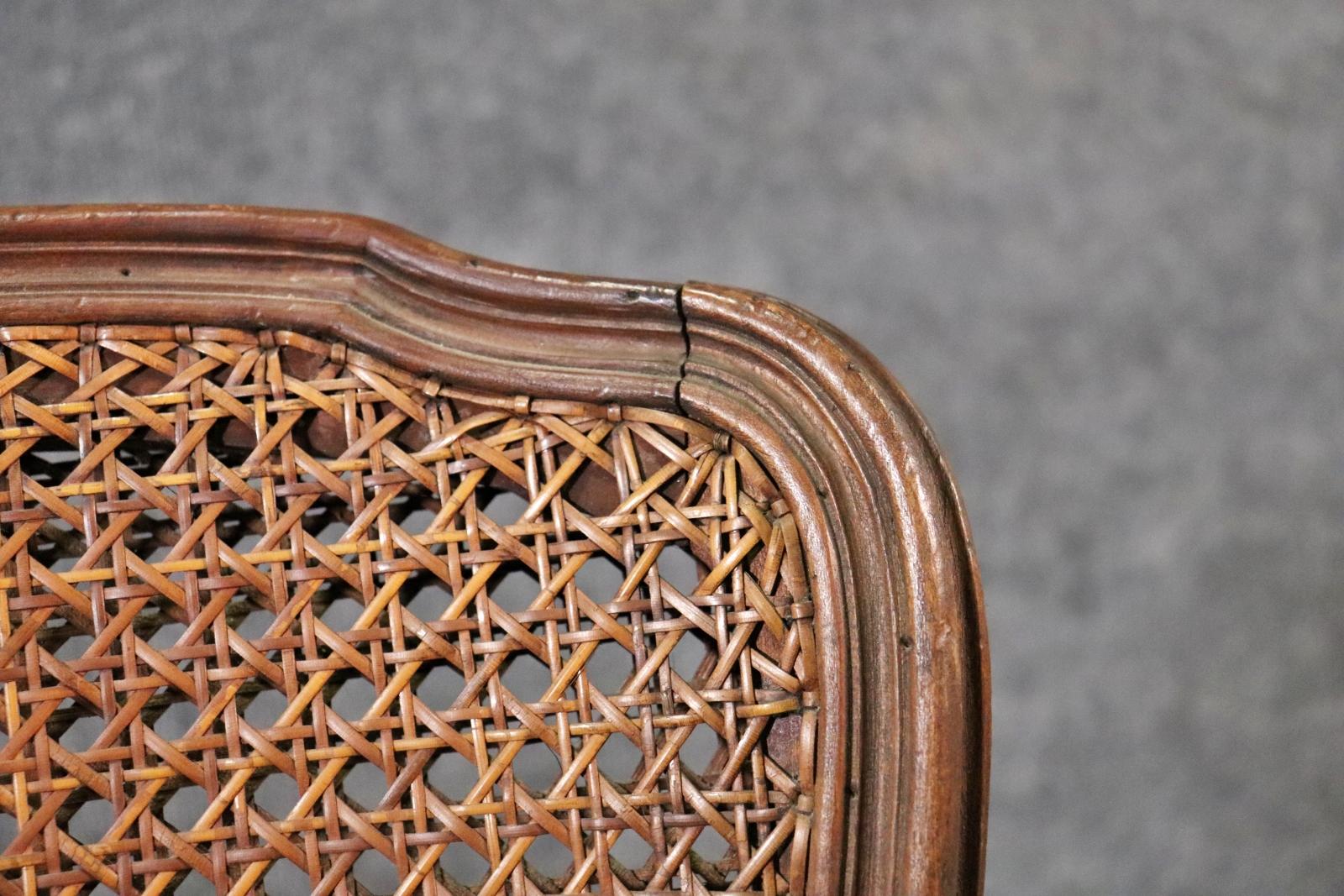Child Size French Made 1920s era Hand Woven Louis XV Style Cane Arm Chair For Sale 1