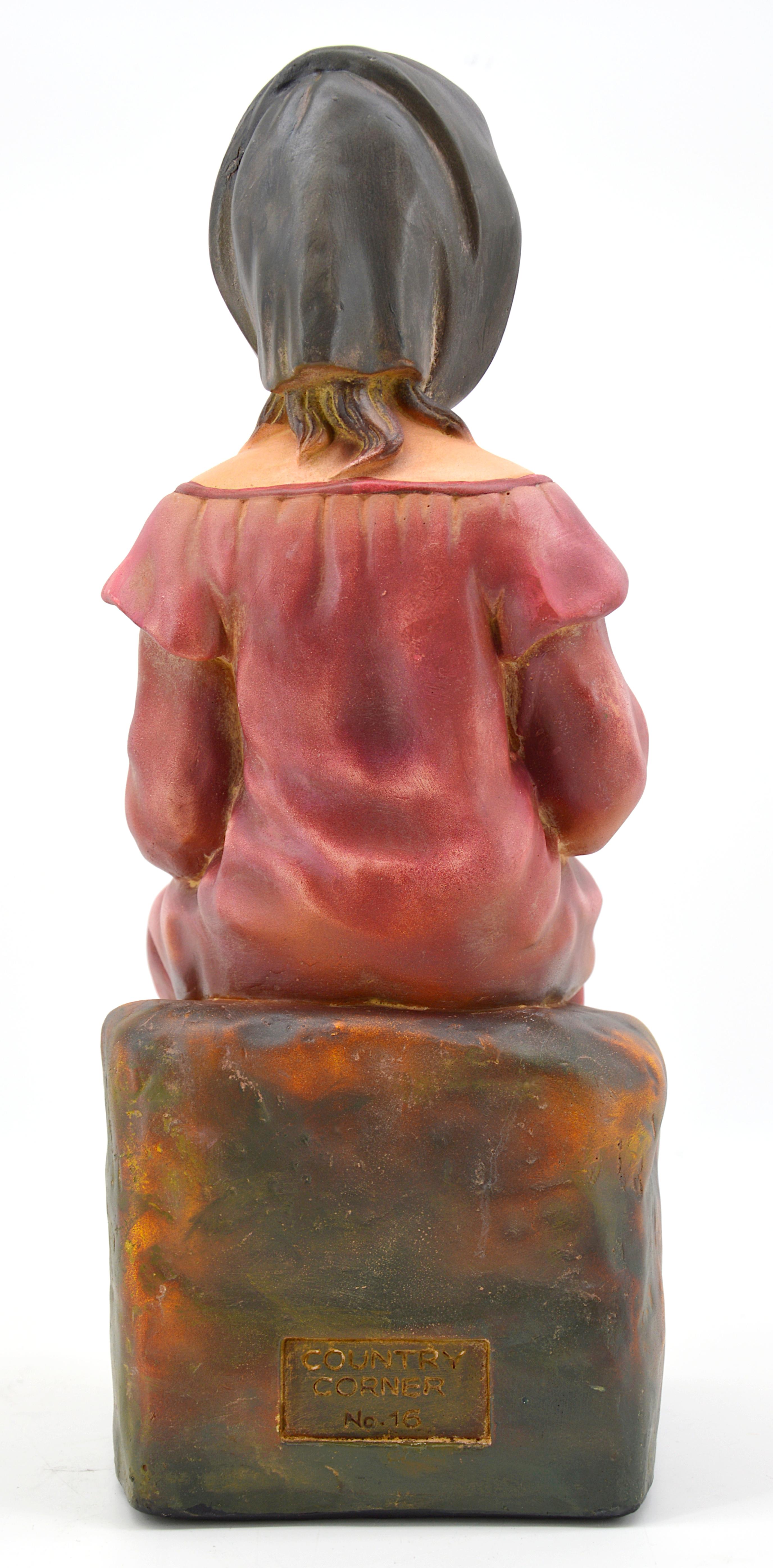Child with a Fruit Basket Sculpture, 1900 In Good Condition For Sale In Saint-Amans-des-Cots, FR