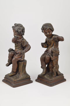 "Child with Cat" and "Child with Dog", Pilet Léon, Calamine