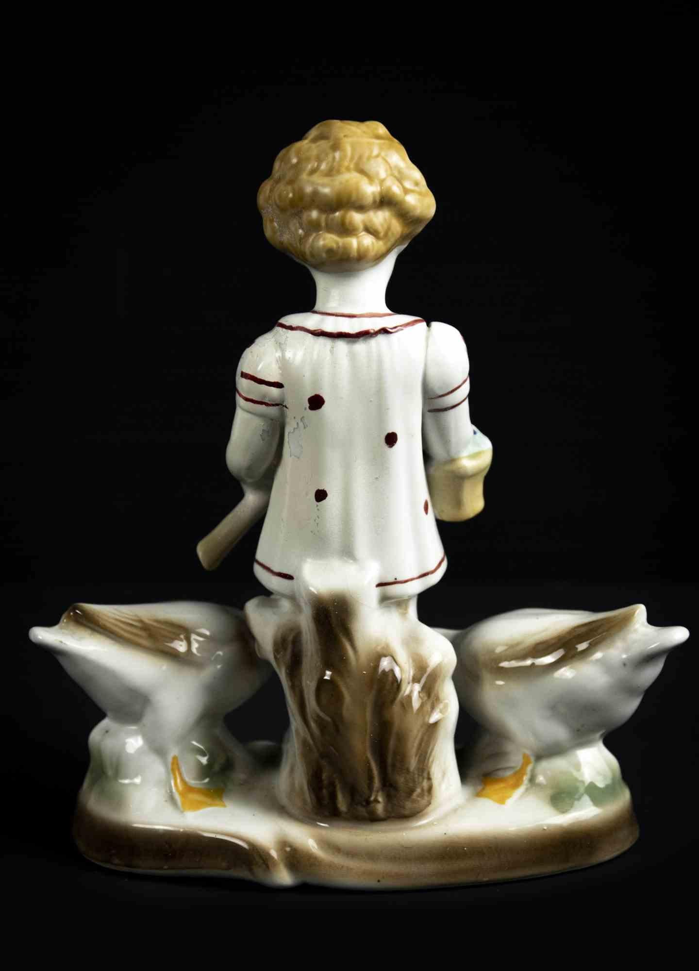 Italian Child with Geese Porcelain Centerpiece, Italy, Mid-20th Century For Sale