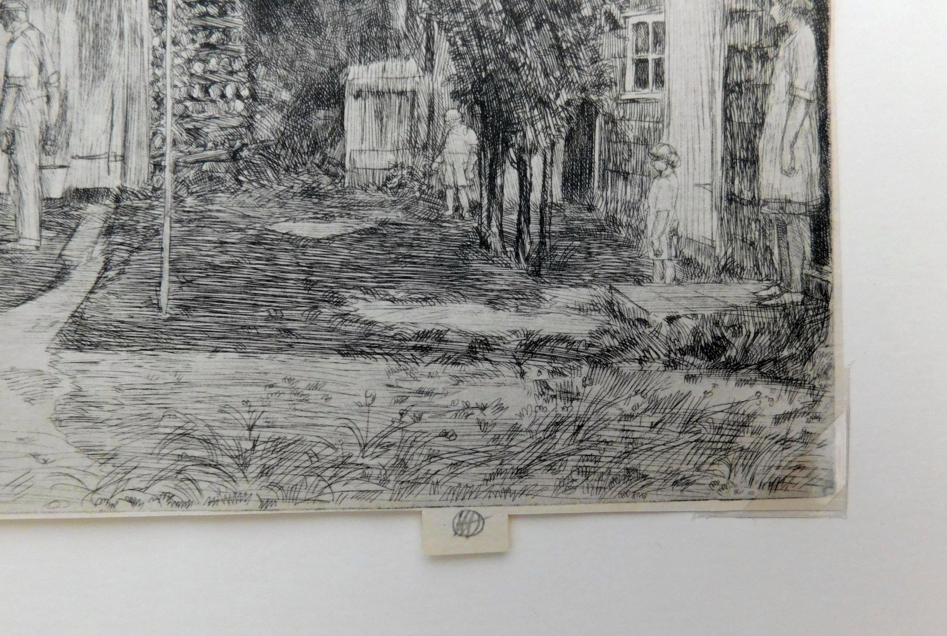 Childe Hassam Original Etching, 1929 - “The Old Woodshed, Easthampton” In Good Condition For Sale In Phoenix, AZ