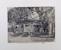 Childe Hassam Original Etching 1929 - The Old Woodshed, Easthampton