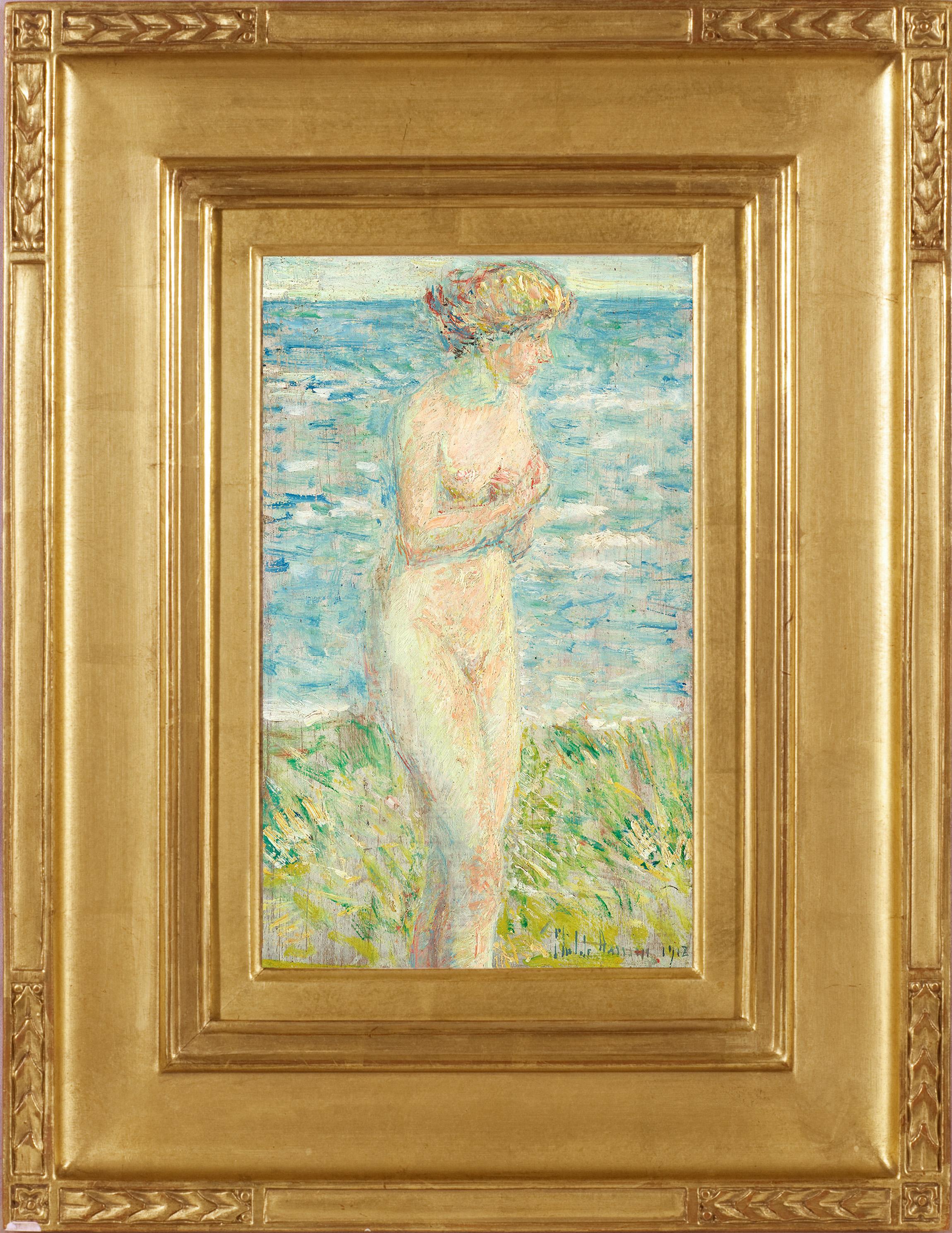 A Bather, Silver Beach Grass, 1918 Nude by Childe Hassam (1859-1935, American) For Sale 1