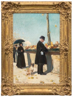 Booksellers by the Seine - Impressionist Oil on Canvas Painting, 1888