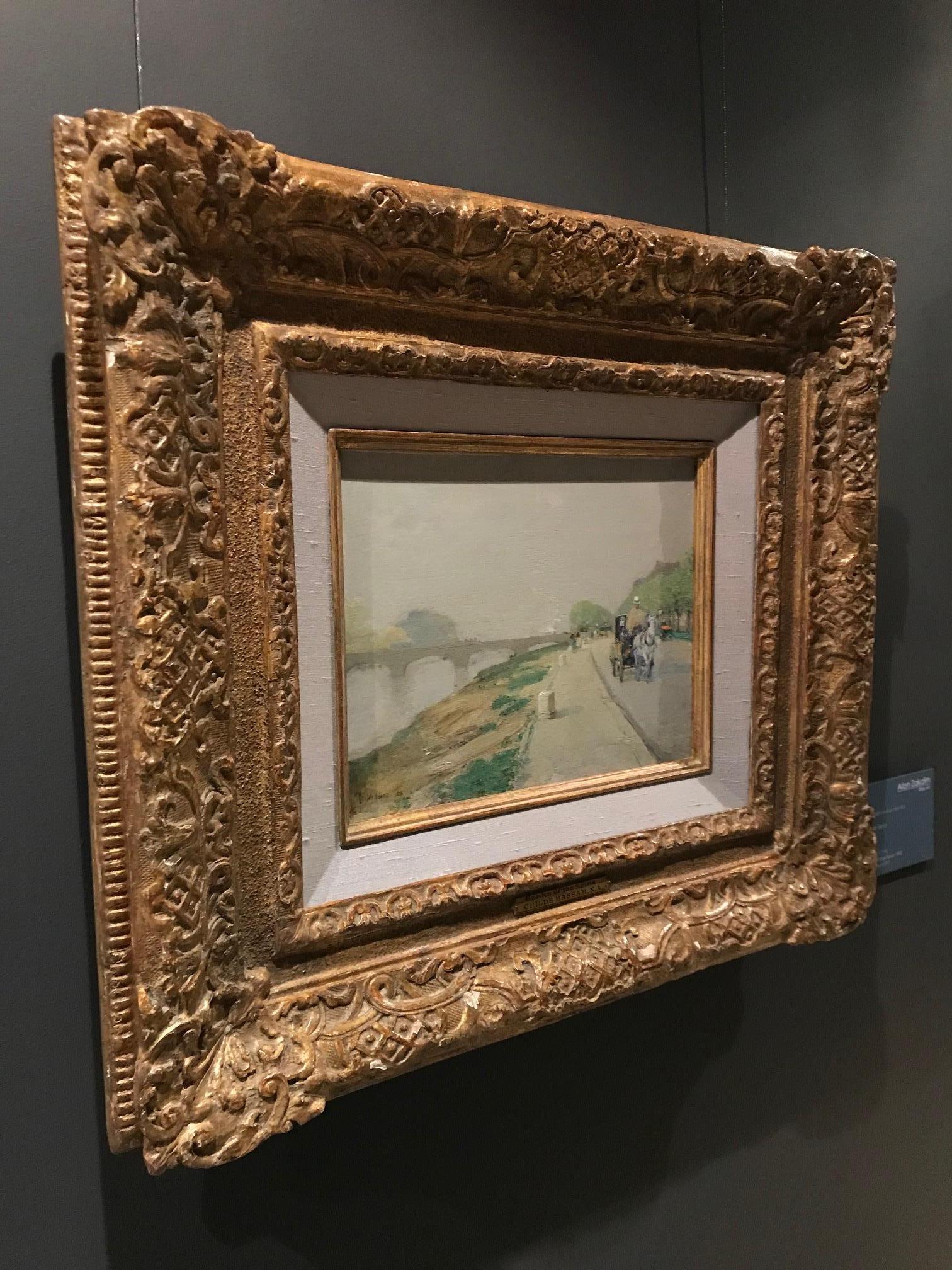 Childe Hassam - Banks of the Seine, impressionist, american, french, cart, horse 2