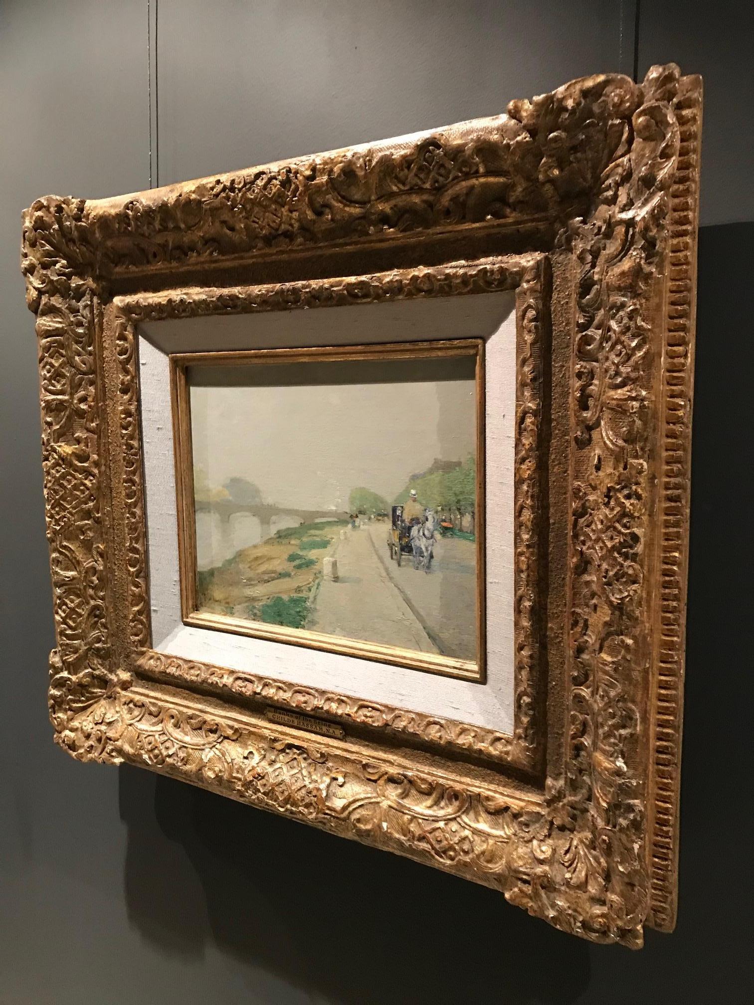 Childe Hassam - Banks of the Seine, impressionist, american, french, cart, horse 3