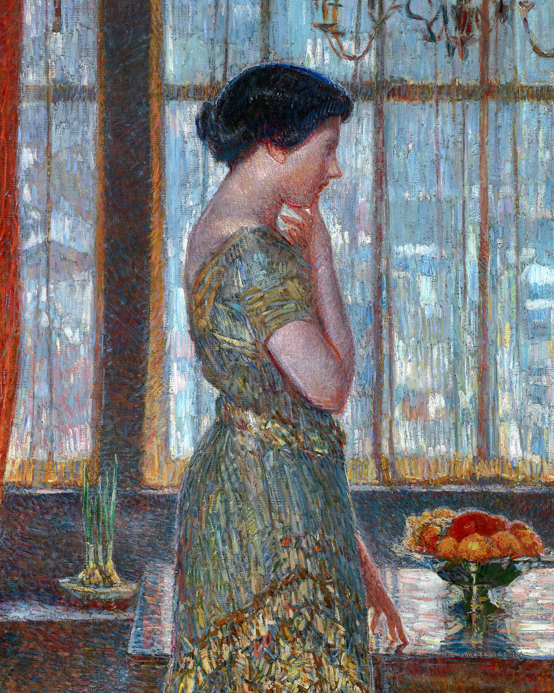 New York Winter Window - Impressionist Painting by Childe Hassam