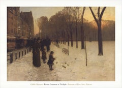 2014 After Childe Hassam 'Boston Common at Twilight' Black & White, Brown, Yellow 