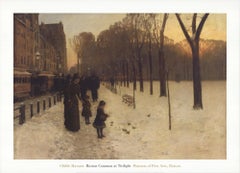 2014 After Childe Hassam 'Boston Common at Twilight' Black & White, Brown, Yellow