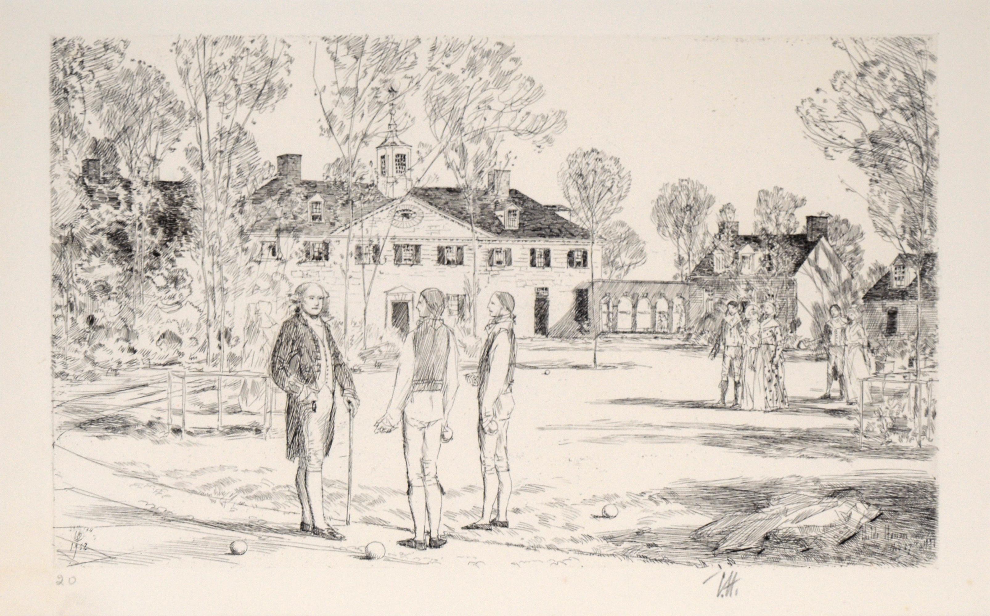 Bowling on the Green (from the Bicentennial Pageant of George Washington) - Print by Childe Hassam