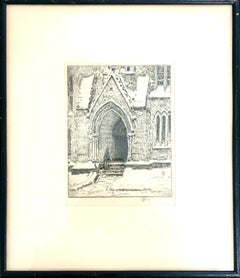 "Le portail de l'église dans la neige"