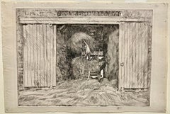 HAY BARN – sehr seltene großformatige Radierung von Hassam (außergewöhnlich)