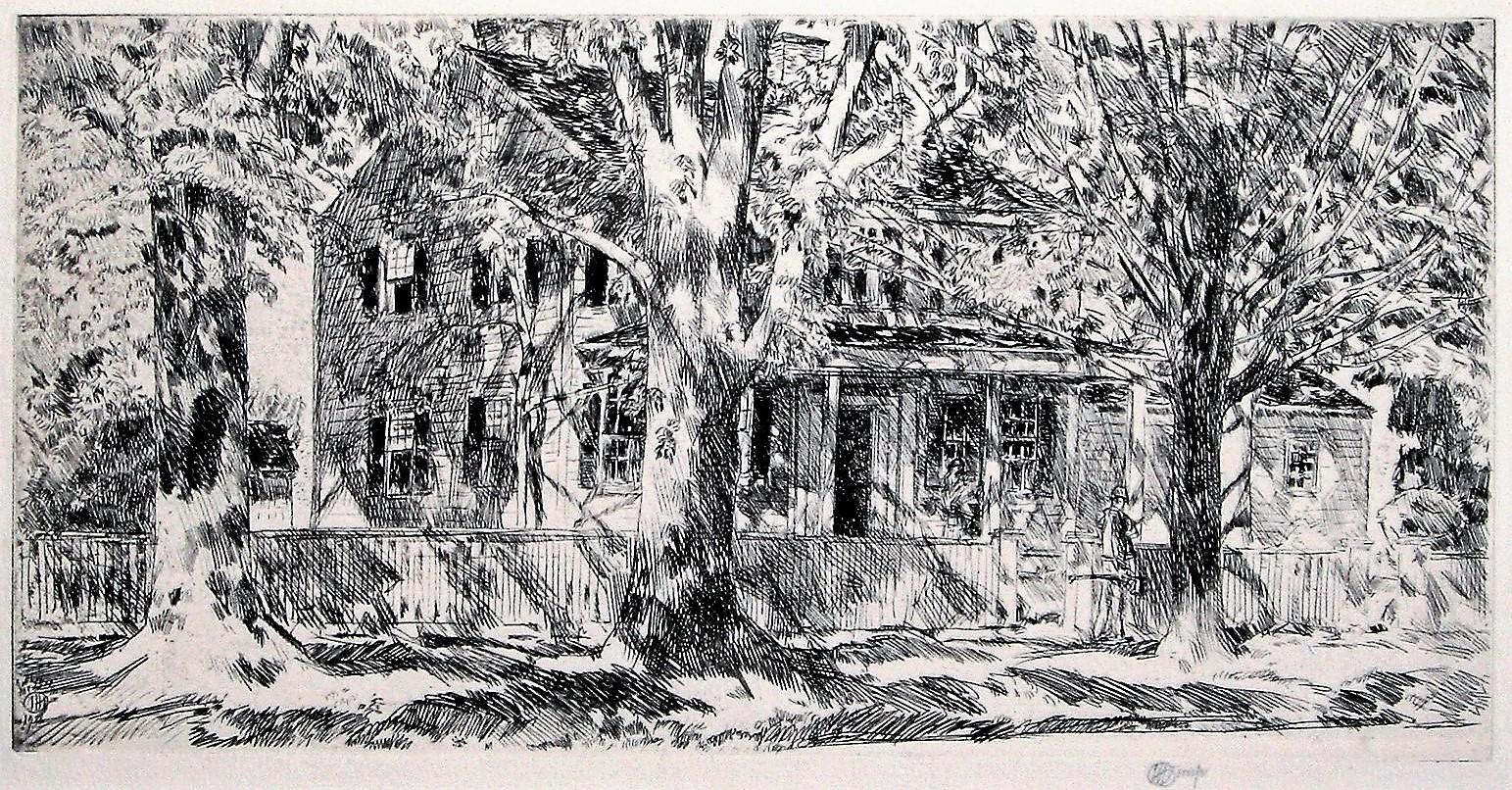 House on the Main Street, Easthampton.  - Print by Childe Hassam